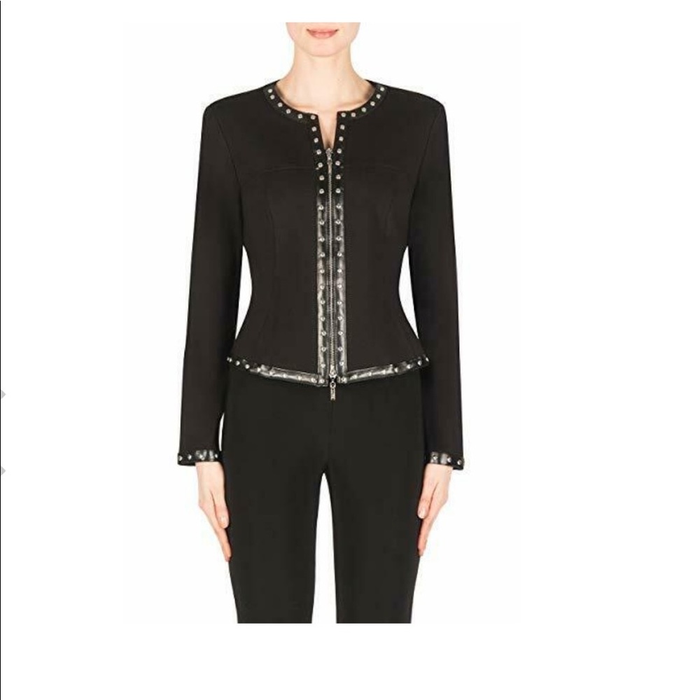 Black Stud-Trimmed Women's Peplum Jacket